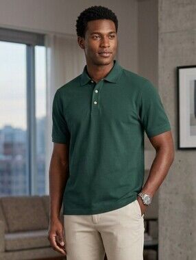 Jos A Bank Deep Green Short Sleeve Polo Large